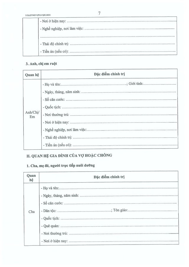 Quy định số 211-QĐ/TW về quản lý hồ sơ cán bộ- Ảnh 45.