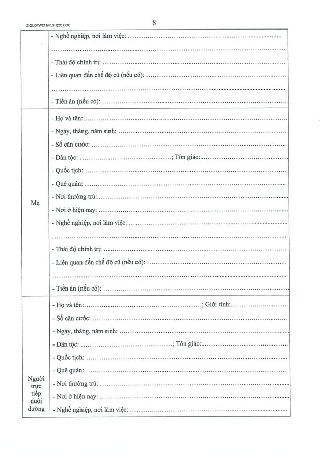Quy định số 211-QĐ/TW về quản lý hồ sơ cán bộ- Ảnh 46.