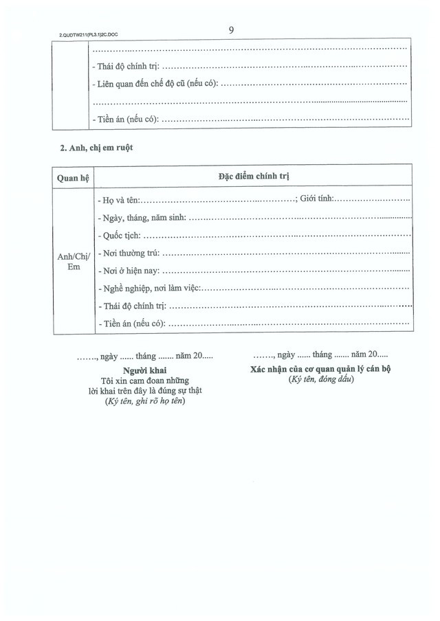 Quy định số 211-QĐ/TW về quản lý hồ sơ cán bộ- Ảnh 47.