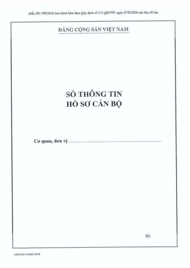 Quy định số 211-QĐ/TW về quản lý hồ sơ cán bộ- Ảnh 60.