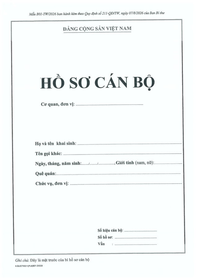 Quy định số 211-QĐ/TW về quản lý hồ sơ cán bộ- Ảnh 69.
