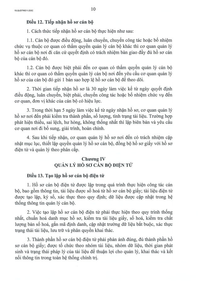 Quy định số 211-QĐ/TW về quản lý hồ sơ cán bộ- Ảnh 11.