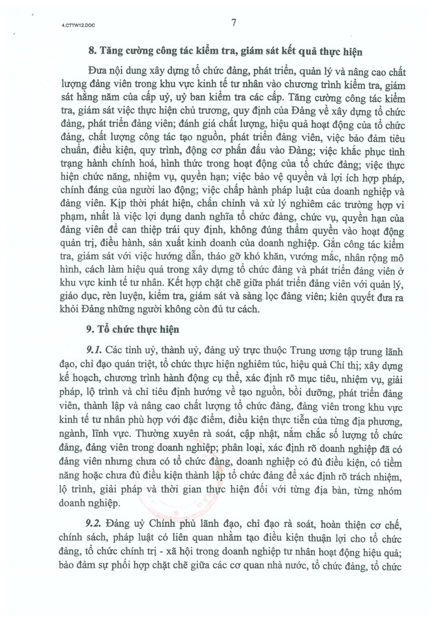 Chỉ thị số 12-CT/TW về đổi mới, nâng cao chất lượng công tác xây dựng Đảng trong khu vực kinh tế tư nhân- Ảnh 9.