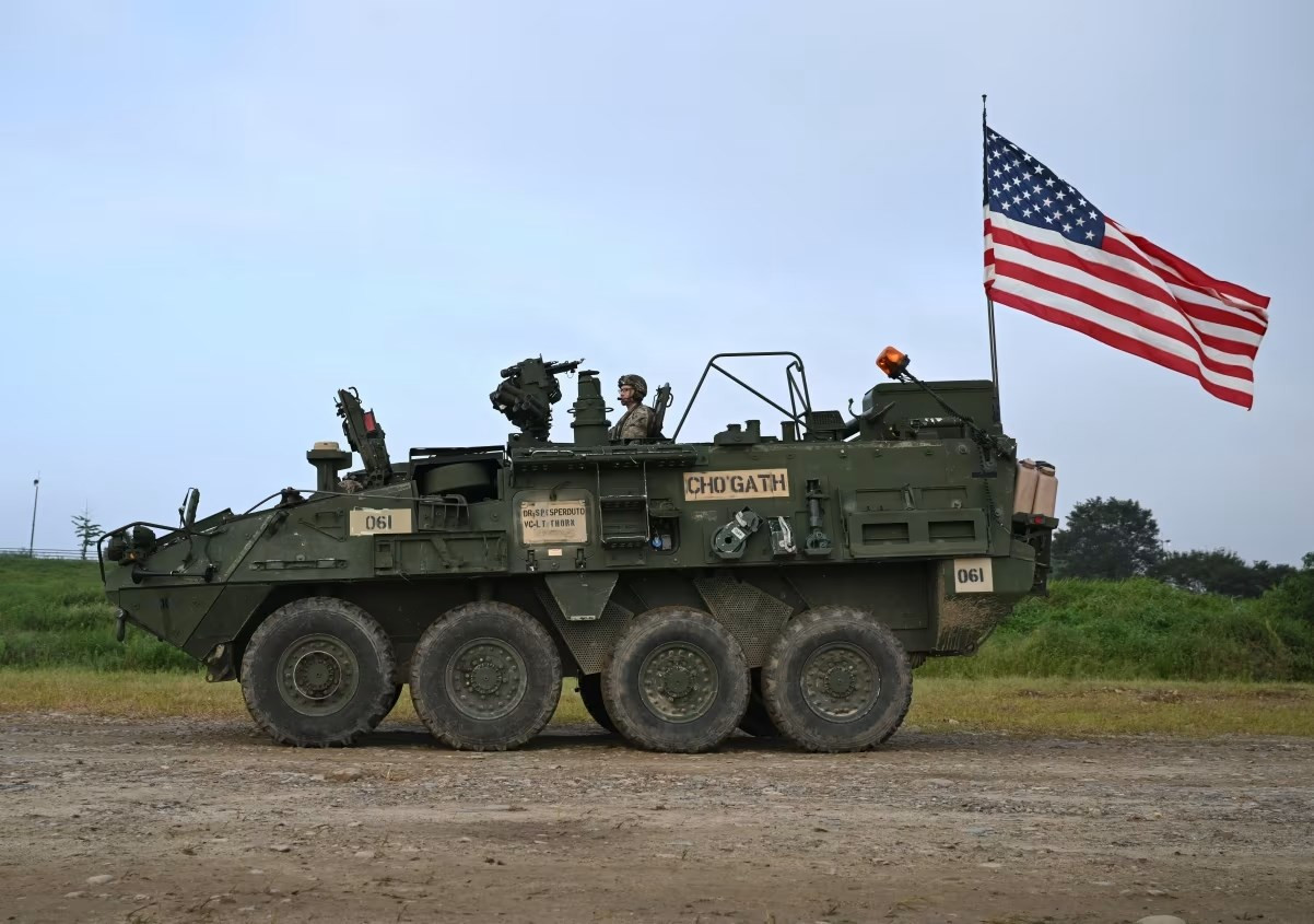 Xe bọc thép Stryker của Mỹ tham gia tập trận Ulchi Freedom Shield tại Hàn Quốc