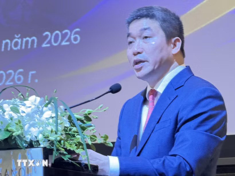 Ông Phan Anh Sơn, Chủ tịch Liên hiệp các tổ chức hữu nghị Việt Nam phát biểu khai mạc. (Ảnh: Hải Ngọc/TTXVN)