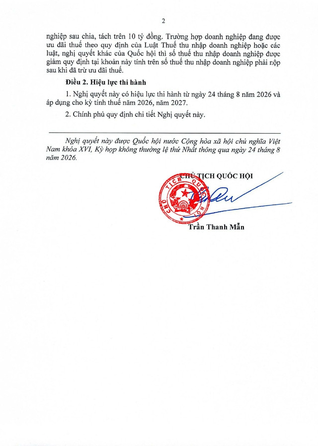 TOÀN VĂN: Nghị quyết số 43/2026/QH16 về giảm thuế thu nhập cá nhân, thuế thu nhập doanh nghiệp- Ảnh 2.