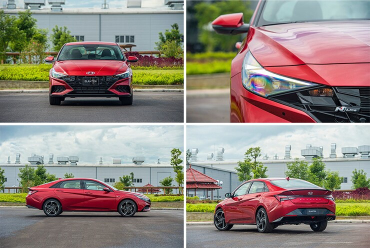 Thân xe Hyundai Elantra với các đường gân dập nổi thể thao