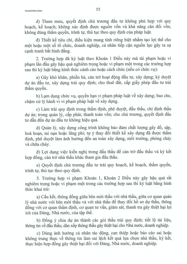 TOÀN VĂN: Quy định số 212-QĐ/TW của Bộ Chính trị quy định về kỷ luật tổ chức đảng, đảng viên vi phạm- Ảnh 55.