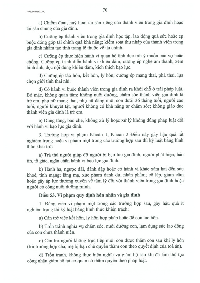 TOÀN VĂN: Quy định số 212-QĐ/TW của Bộ Chính trị quy định về kỷ luật tổ chức đảng, đảng viên vi phạm- Ảnh 70.