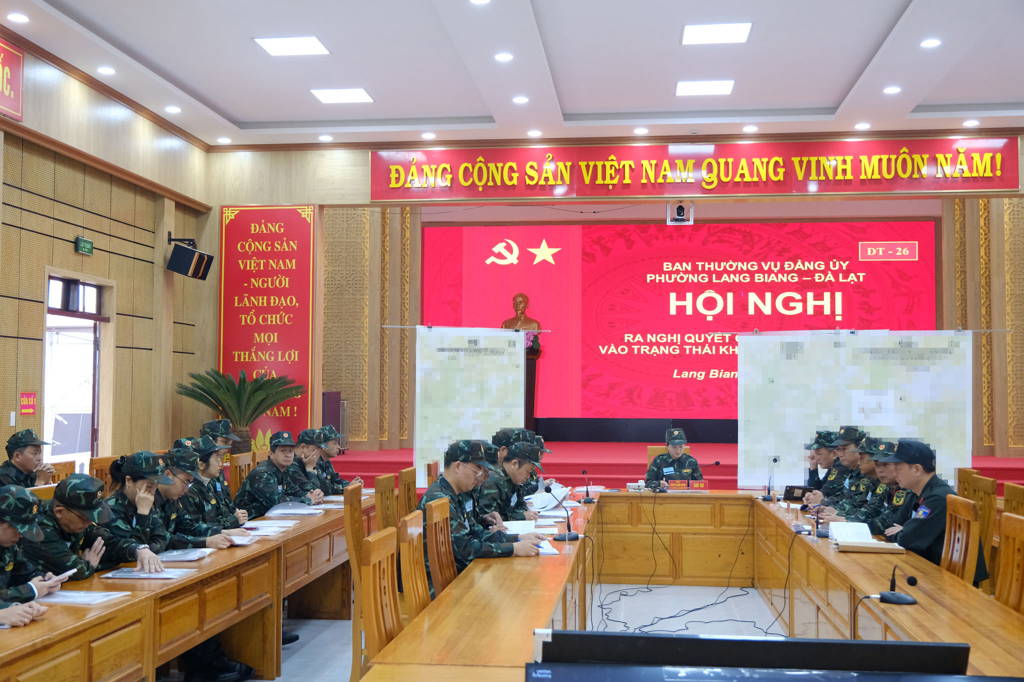 Khung diễn tập phường Lang Biang - Đà Lạt thực hiện các nội dung diễn tập