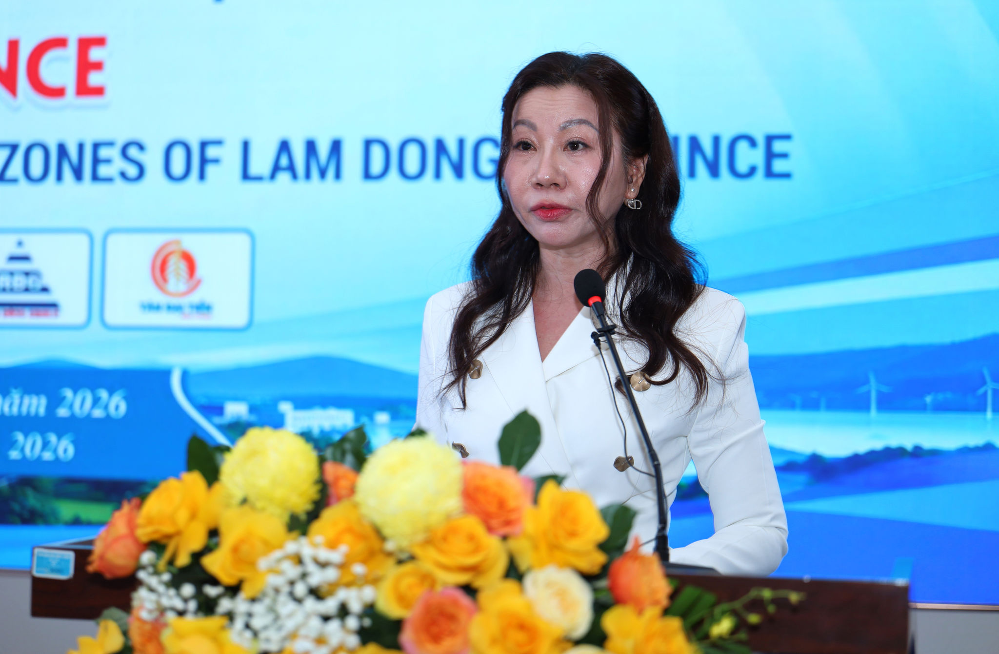 Bà Dương Thị Kiều Anh, thành viên Hội đồng quản trị Công ty CP Khu Công nghiệp Hố Nai phát biểu tại hội nghị