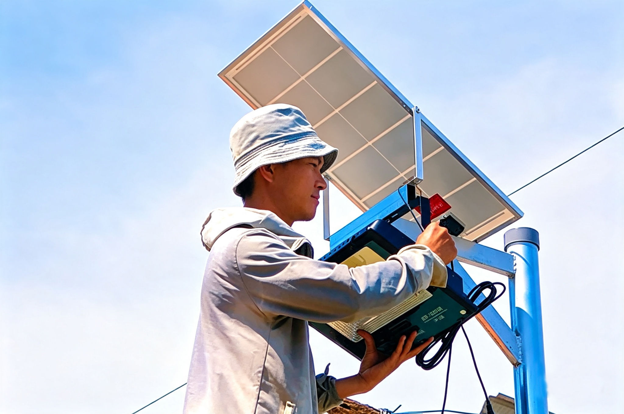 Hội viên nông dân thôn Thái Bình, xã Hồng Thái chung tay thực hiện mô hình thắp sáng đường giao thông nông thôn