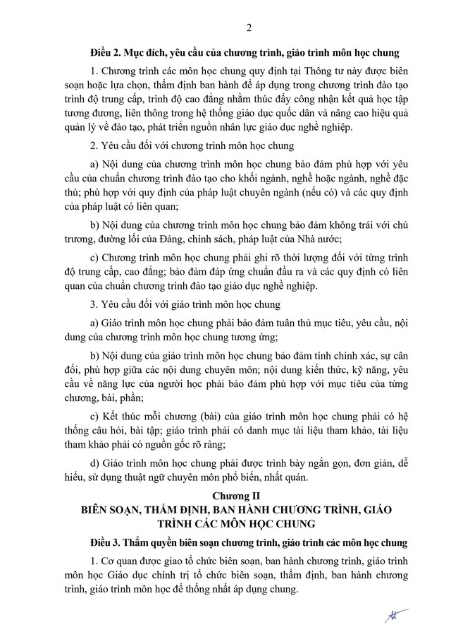 Quy trình biên soạn, ban hành chương trình, giáo trình môn học chung của giáo dục nghề nghiệp- Ảnh 2.