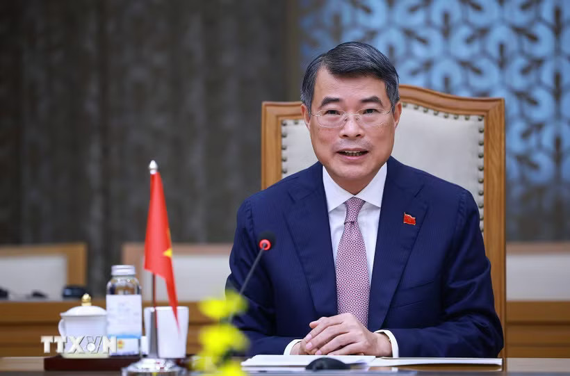 Thủ tướng Lê Minh Hưng tiếp Trưởng đoàn các nước tham dự Hội nghị các nước ASEAN về hợp tác đấu tranh với tội phạm truy nã. (Ảnh: Dương Giang/TTXVN)