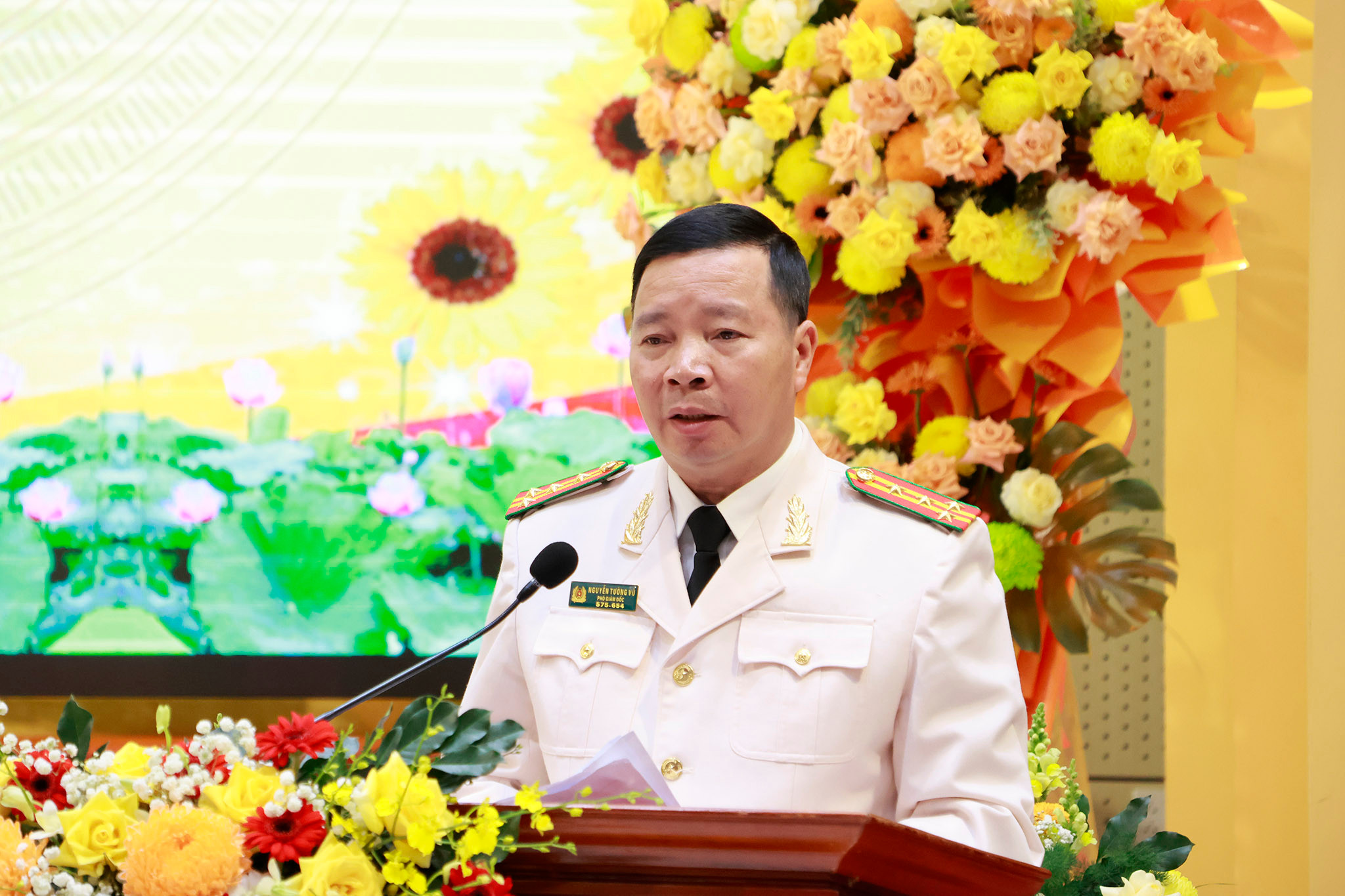 Đại tá Nguyễn Trường Vũ, Phó Giám đốc Công an tỉnh Lâm Đồng, tiếp thu ý kiến chỉ đạo của lãnh đạo tỉnh.