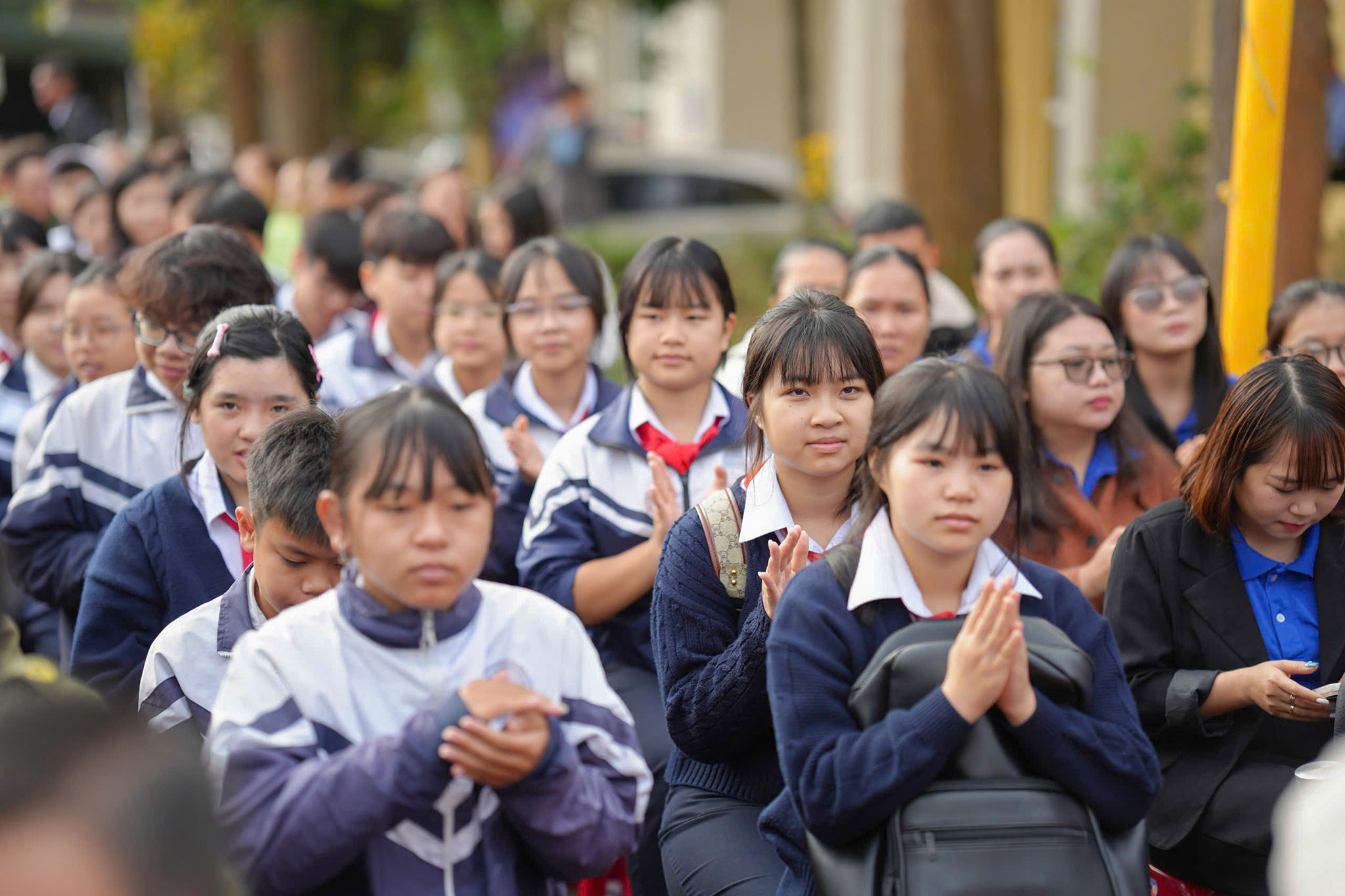 5. Học sinh tham dự chương trình ra mắt mô hình. Ảnh Lê Tiến.