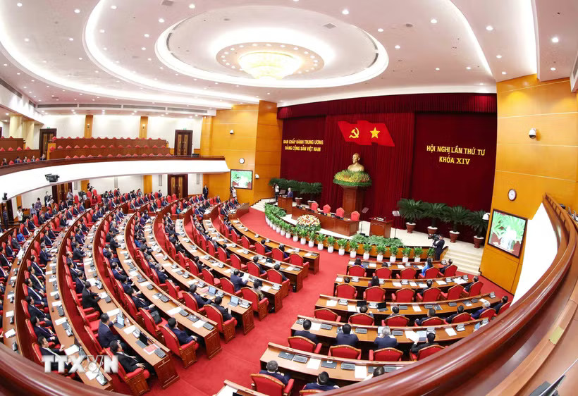 Phiên bế mạc Hội nghị lần thứ tư Ban Chấp hành Trung ương Đảng khóa XIV. (Ảnh: Phương Hoa/TTXVN)