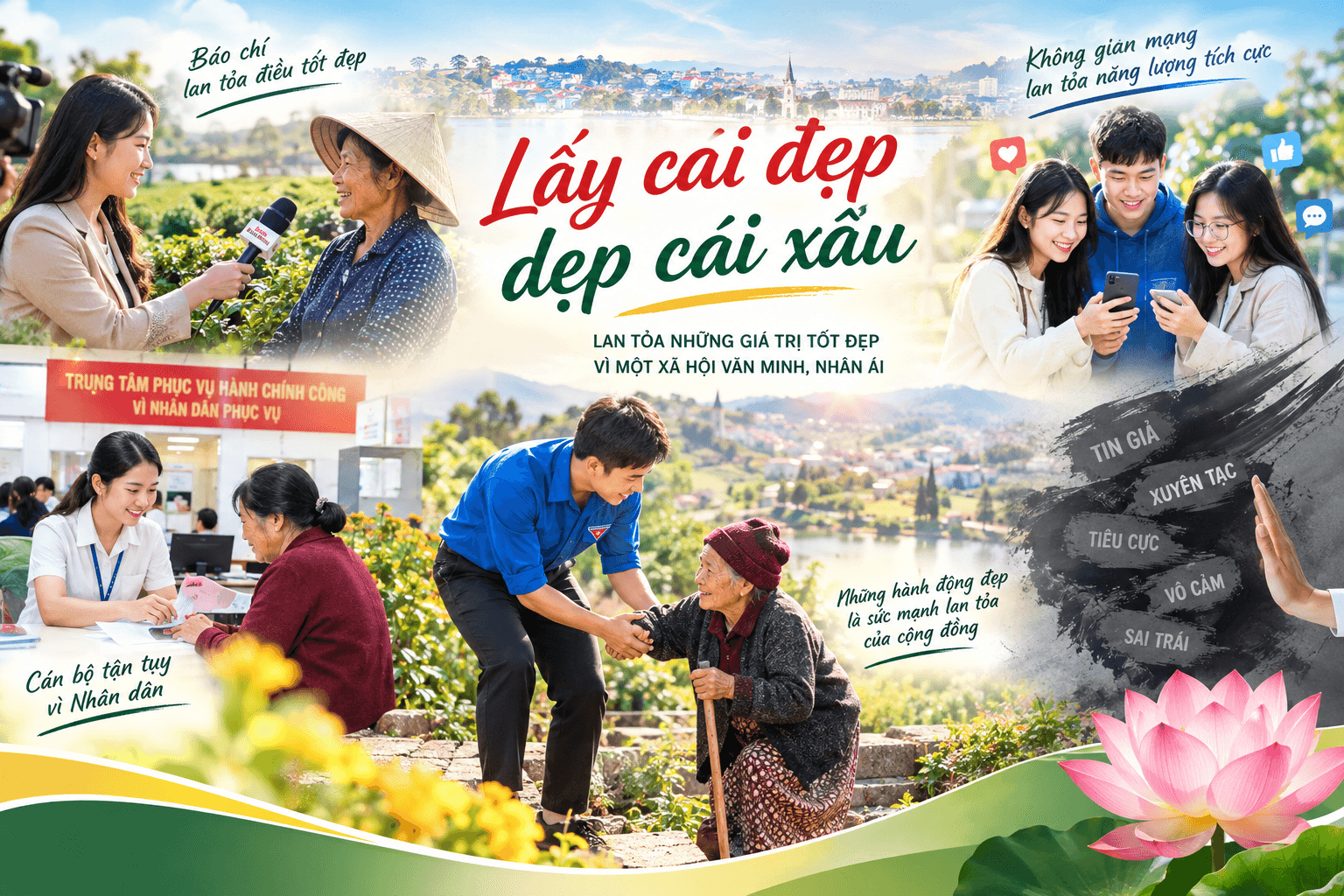 Lấy cái đẹp dẹp cái xấu bằng cách tuyên truyền nhiều nghĩa cử hành động đẹp trong cuộc sống 