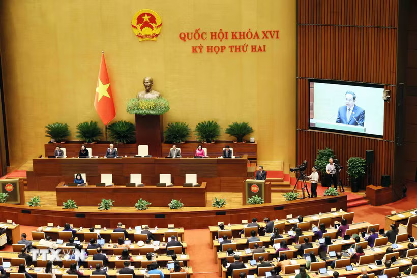Phiên khai mạc Kỳ họp thứ hai, Quốc hội khóa XVI. (Ảnh: An Đăng/TTXVN)
