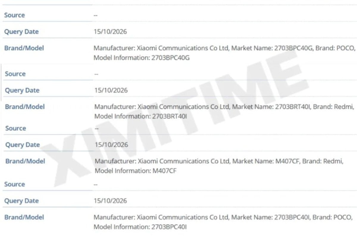 Danh sách IMEI của Redmi Turbo 6