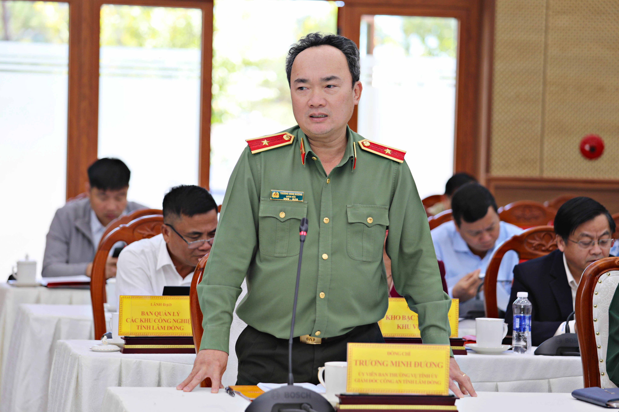 Thiếu tướng Trương Minh Đương, Giám đốc Công an tỉnh phát biểu tại hội nghị