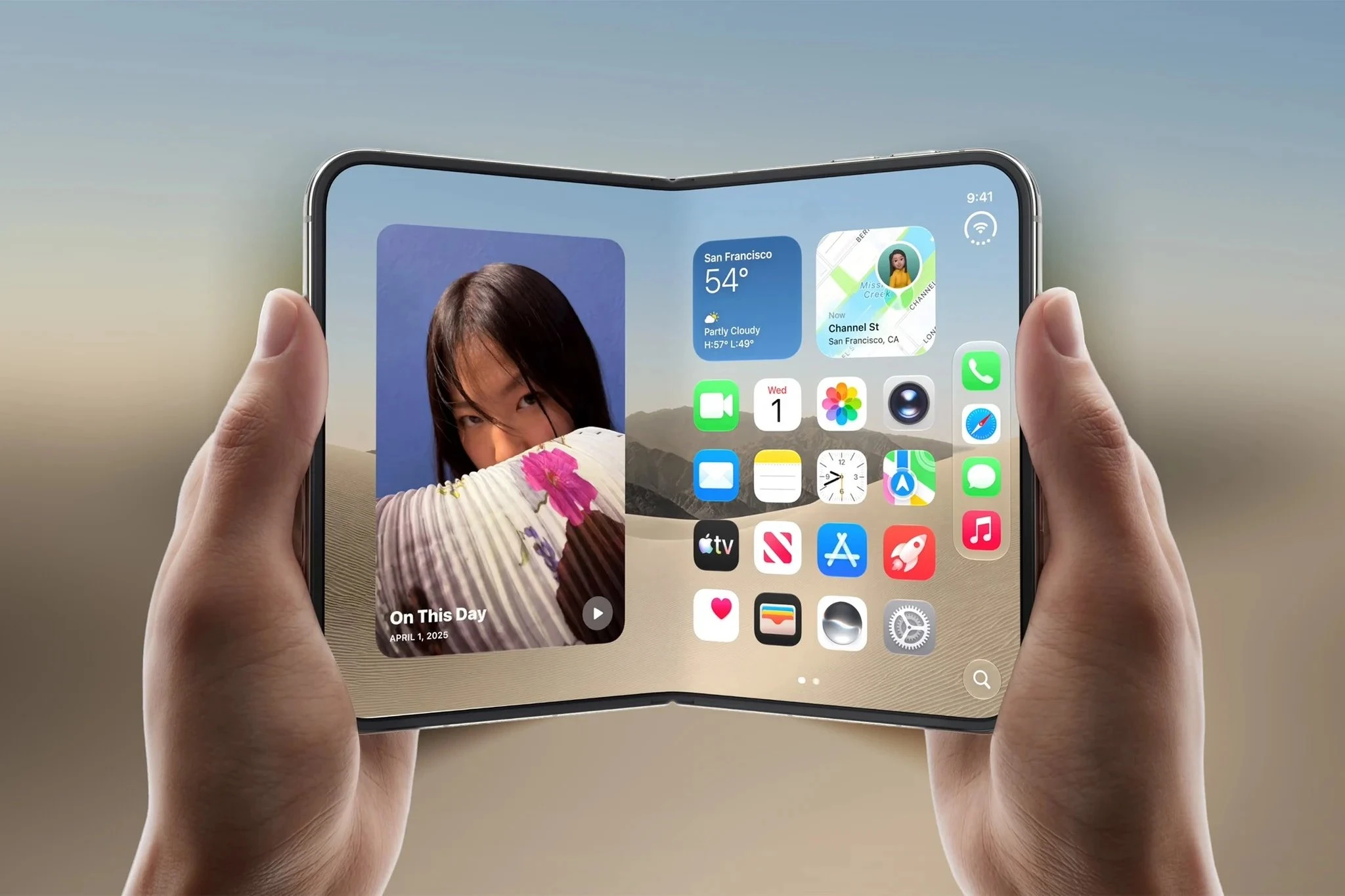 Thiết kế bản lề và màn hình gập của iPhone Duo