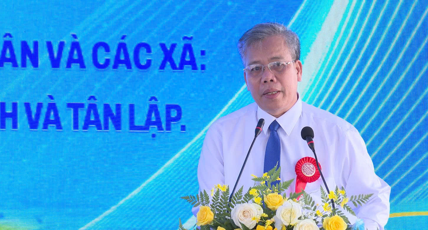 Ông Nguyễn Ngọc Phong, Chủ tịch UBND xã Trà Tân, tỉnh Lâm Đồng phát biểu tại hội nghị xúc kết nối doanh nghiệp, xúc tiến đầu tư