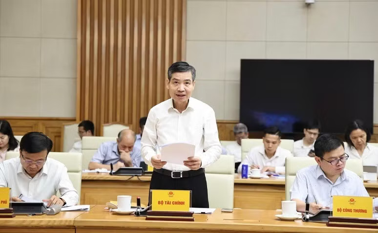 Đại diện lãnh đạo Bộ Tài chính phát biểu ý kiến tại buổi làm việc. (Ảnh: chinhphu.vn/Thu Giang)