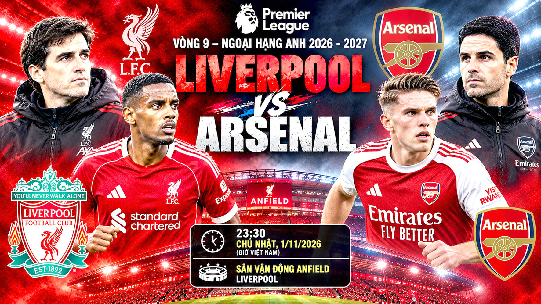 Vong 9 Liverpool - Arsenal