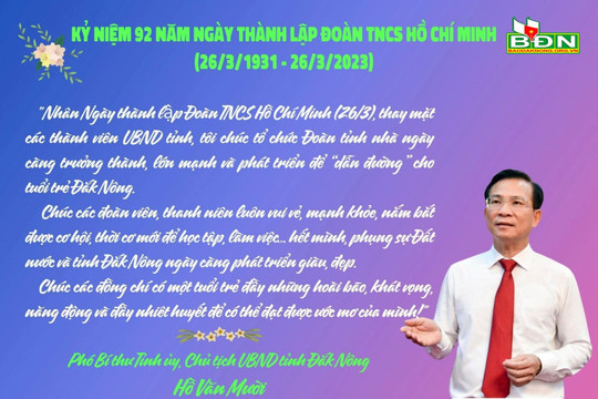 Đồng chí Hồ Văn Mười gửi thư chúc mừng Ngày thành lập Đoàn TNCS Hồ Chí Minh
