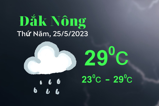 Dự báo thời tiết tỉnh Đắk Nông đêm 24/5 và ngày 25/5/2023