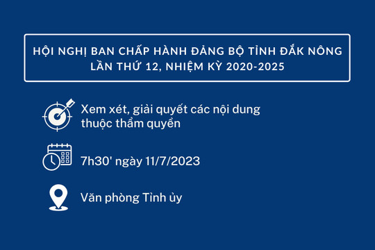 Hội nghị Ban Chấp hành Đảng bộ tỉnh Đắk Nông lần thứ 12