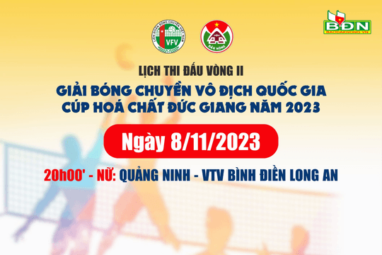 Lịch thi đấu Giải bóng chuyền vô địch quốc gia ngày 8/11