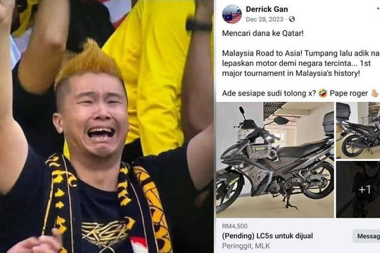 CĐV Malaysia bán xe máy để đi xem Asian Cup 2023 gây sốt mạng xã hội