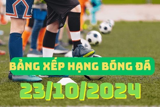 Bảng xếp hạng bóng đá trong nước và trên thế giới mới nhất hôm nay ngày 24/10/2024