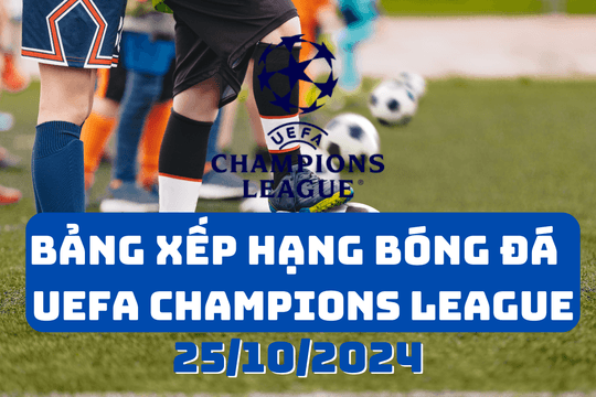 Bảng xếp hạng UEFA Champions League mới nhất ngày 25/10/2024