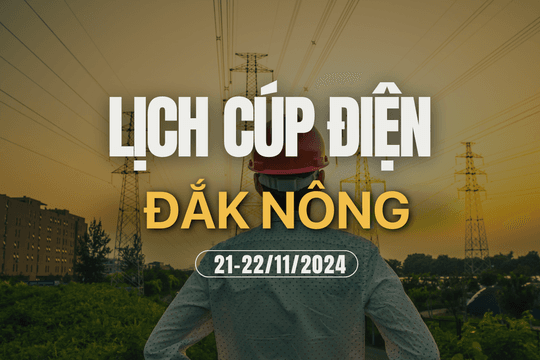 Lịch cúp điện ở Đắk Nông hôm nay 21/11 và ngày mai 22/11/2024