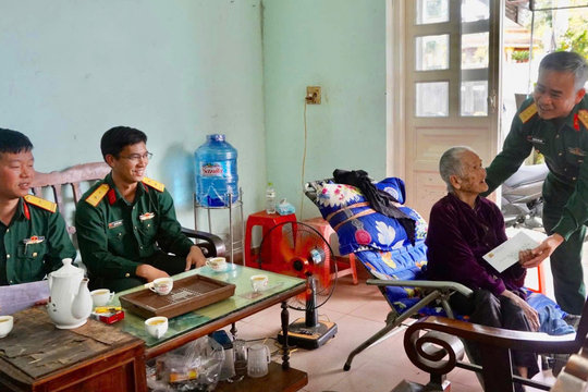 Chính ủy Bộ Chỉ huy Quân sự tỉnh thăm, tặng quà Mẹ Việt Nam anh hùng