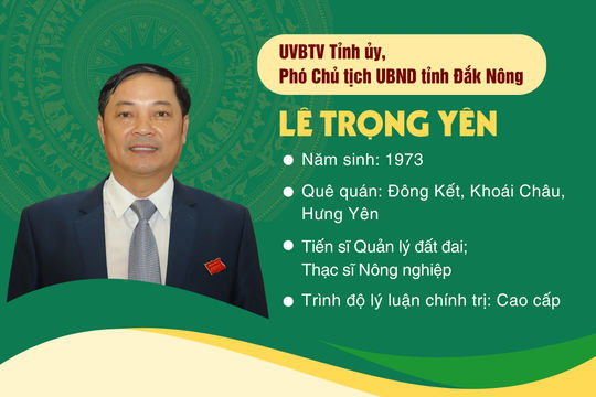Chân dung UVBTV Tỉnh ủy, Phó Chủ tịch UBND tỉnh Đắk Nông Lê Trọng Yên