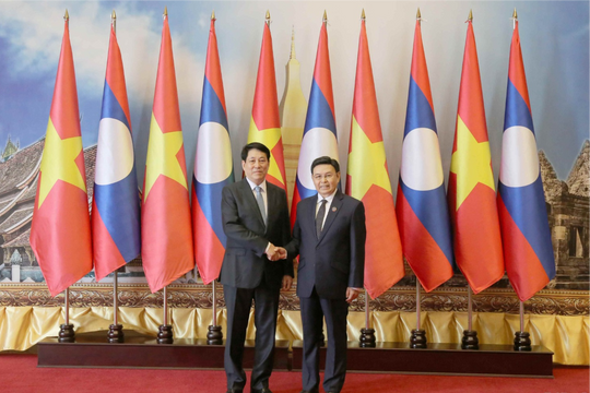 Chủ tịch nước Lương Cường hội kiến Chủ tịch Quốc hội Lào Xaysomphone Phomvihane