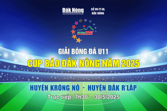 Trực tiếp Giải bóng đá U11 - Cúp Báo Đắk Nông năm 2025: Krông Nô gặp Đắk R'lấp