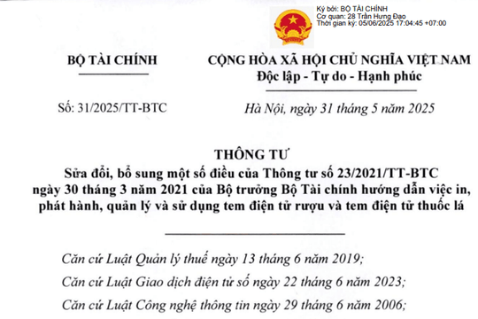 Đã có Thông tư 31/2025/TT-BTC sửa đổi Thông tư 23/2021/TT-BTC về tem điện tử