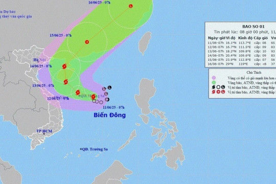 Áp thấp nhiệt đới ở phía Đông khu vực Hoàng Sa đã mạnh lên thành bão