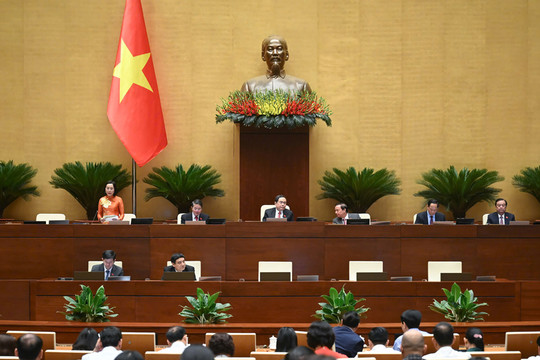 Đại biểu Trịnh Thị Tú Anh thảo luận, góp ý Dự thảo Nghị quyết về miễn, hỗ trợ học phí đối với trẻ em mầm non, học sinh phổ thông
