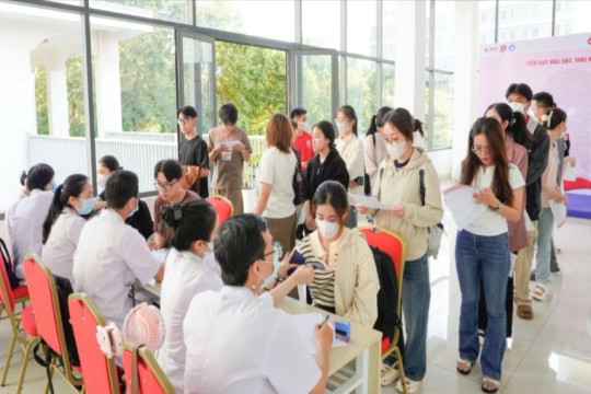 Ngày hội hiến máu Giọt hồng Tây Nguyên 2025 tại Trường-Bệnh viện Đại học Y Dược Buôn Ma Thuột tiếp nhận được 550 đơn vị máu