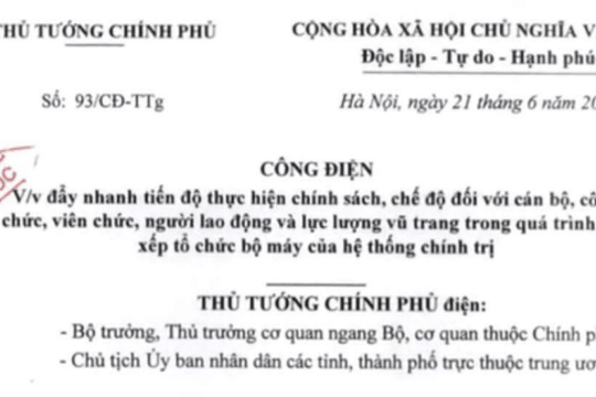 Đã có Công điện 93/CĐ-TTg yêu cầu đẩy nhanh thực hiện chính sách chế độ tại Nghị định 178 và Nghị định 67