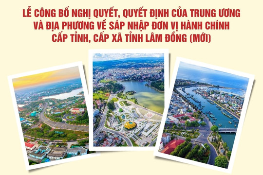 Ngày mai, 30/6, diễn ra Lễ công bố Nghị quyết, quyết định của Trung ương và địa phương về sáp nhập ĐVHC cấp tỉnh, cấp xã tỉnh Lâm Đồng mới