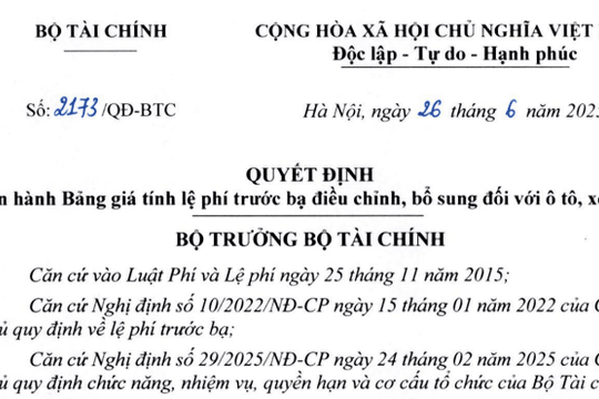 Đã có Quyết định 2173/QĐ-BTC về Bảng giá tính lệ phí trước bạ ô tô xe máy từ 30/6/2025