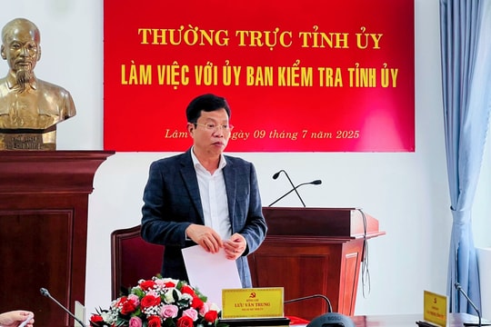 Phó Bí thư Tỉnh ủy Lưu Văn Trung làm việc với Ủy ban Kiểm tra Tỉnh ủy Lâm Đồng