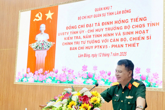 Bộ CHQS tỉnh kiểm tra tại Ban Chỉ huy Phòng thủ khu vực 5 – Phan Thiết